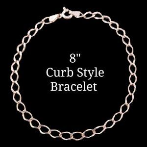 Sterling Italy Curb Link Charm Chain Bracelet